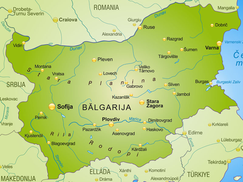 Mapa Bułgarii